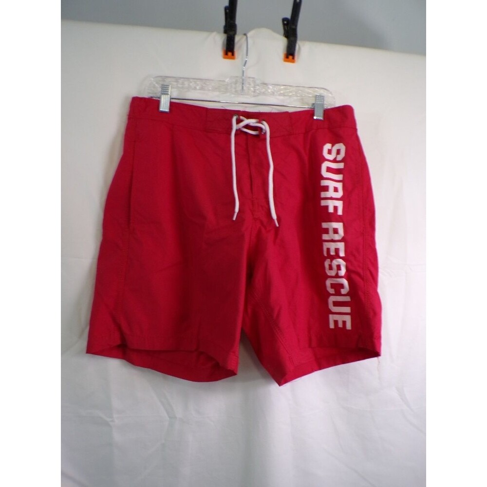 Sunsations Men's Swim Board Shorts SURF RESCUE Red XL Drawstring Quick Dry
